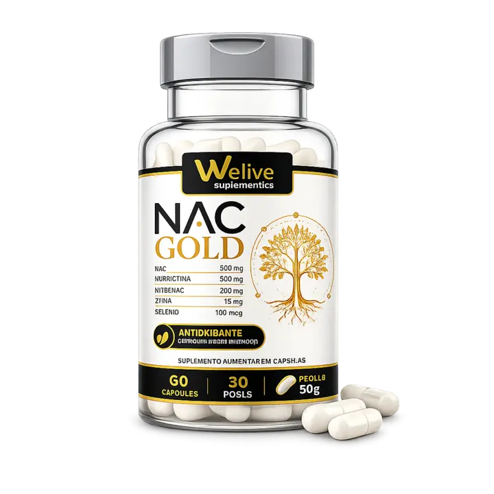 NAC Gold WE LIVE Suplementos — frasco do produto