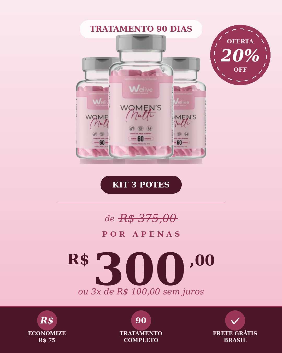 KIT  Cabelos Pele e Unhas
